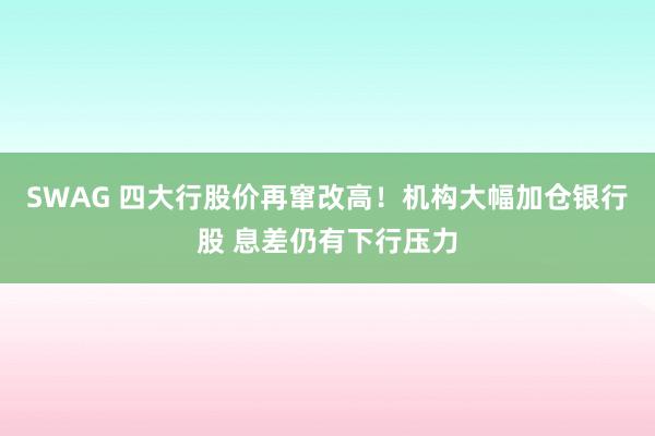 SWAG 四大行股价再窜改高！机构大幅加仓银行股 息差仍有下行压力