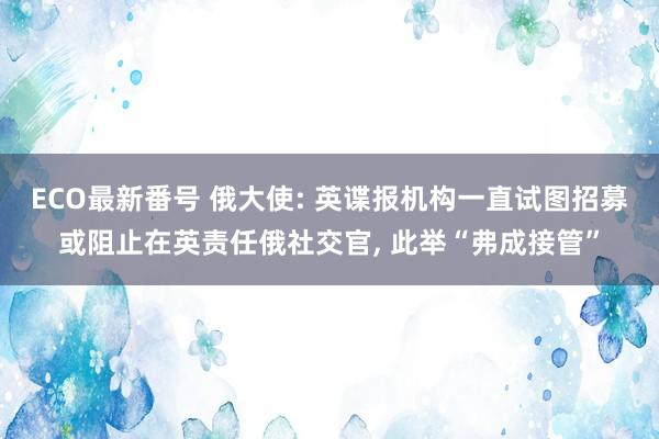 ECO最新番号 俄大使: 英谍报机构一直试图招募或阻止在英责任俄社交官， 此举“弗成接管”