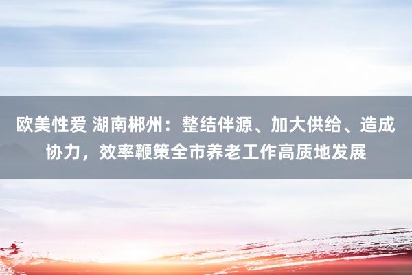 欧美性爱 湖南郴州：整结伴源、加大供给、造成协力，效率鞭策全市养老工作高质地发展